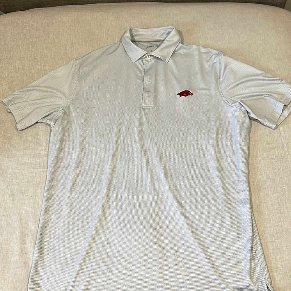 Johnnie-O Arkansas Razorback Gray Pattern Polo L